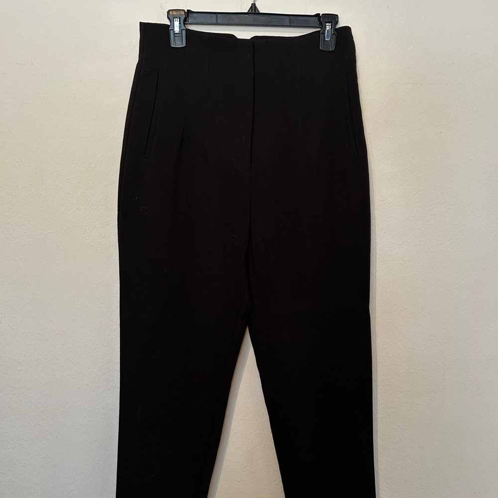 Zara Black High-Waist Tapered Work Pants – Size L (US 10/12)